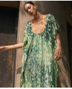 Silk jacquard embroidered kaftan 